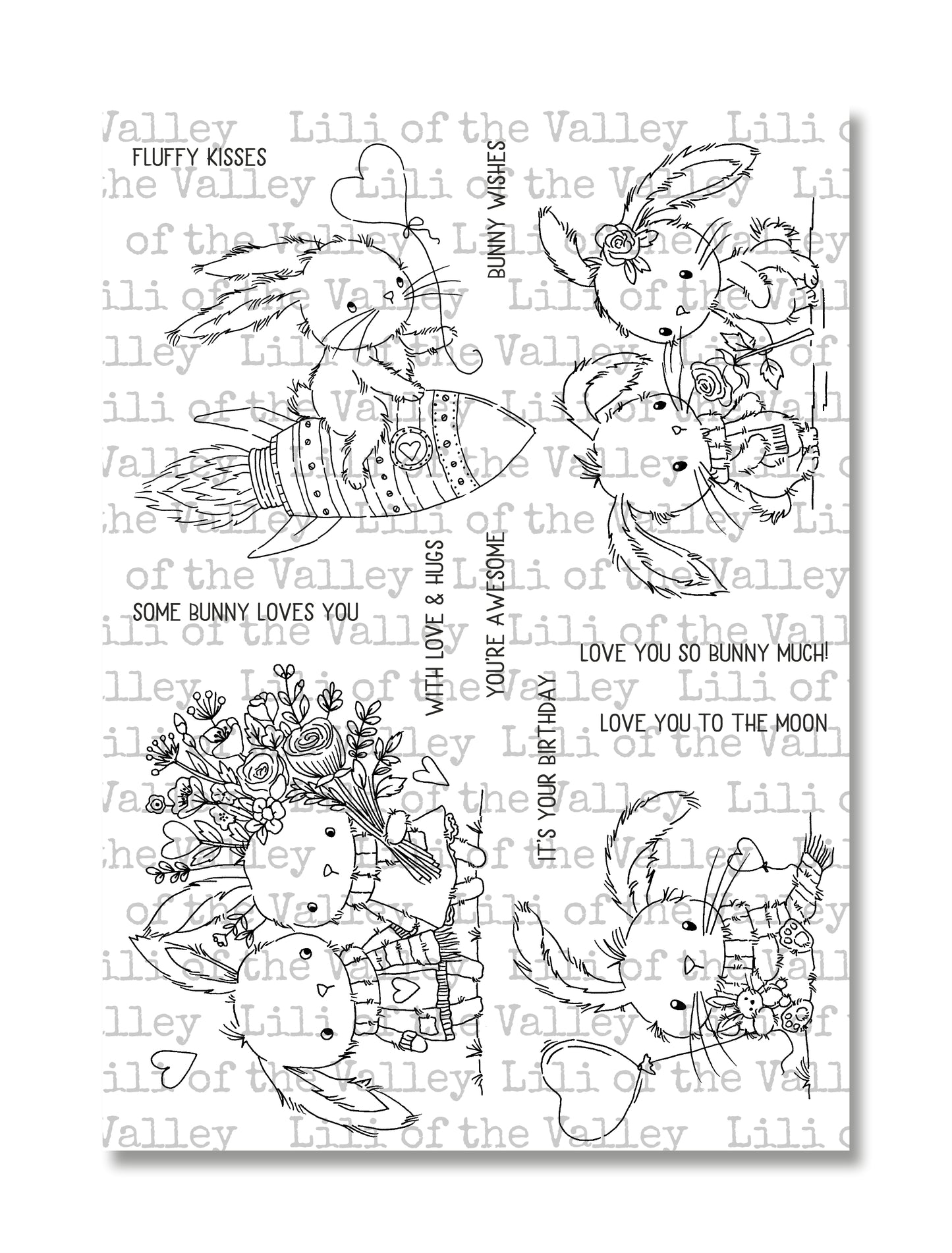 Fluffy Kisses - A5 Stamp - Pre-Order